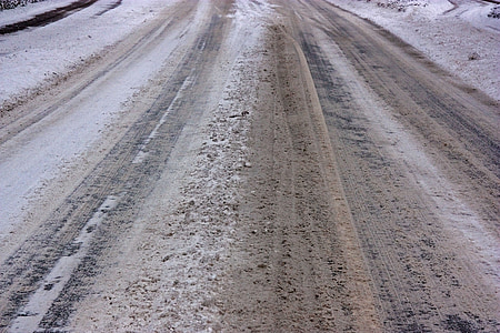 icy roads, snow smoothness, slush, winter, road, road salt, ruts