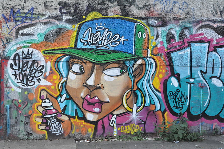 Berlijn, straatkunst, graffiti, gevel, muurschildering, Spray, stedelijke spree