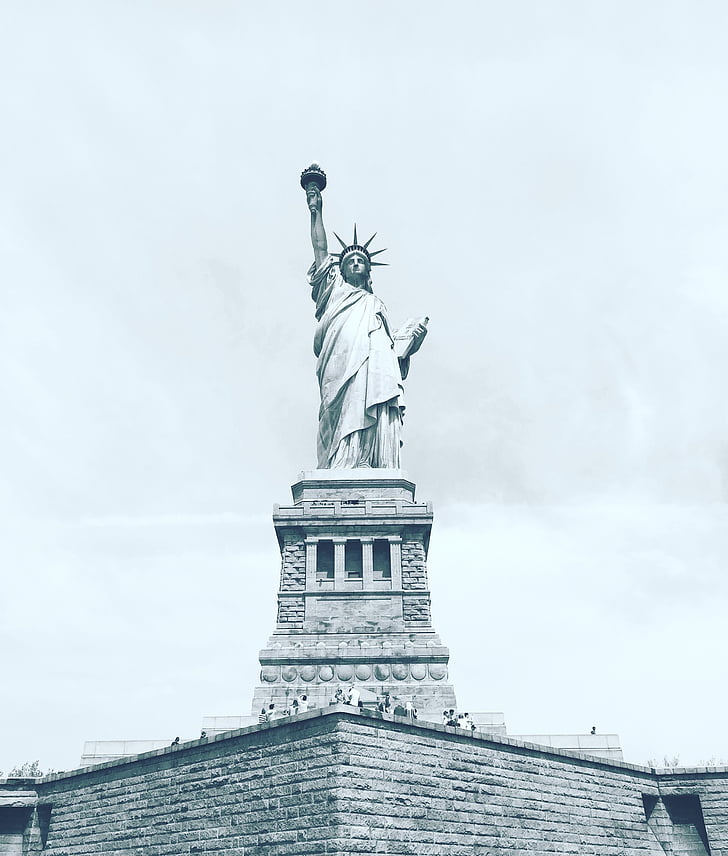 staty, Liberty, blå, Sky, moln, skulptur, USA