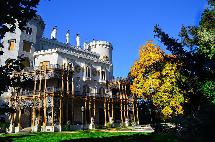 dvorac, jesen, parka, Hluboka nad vltavou, Češka Republika, tvrđava