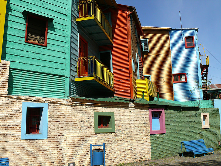 Buenos aires, vieilles maisons, couleurs, architecture, maison, multi couleur, bâtiment extérieur