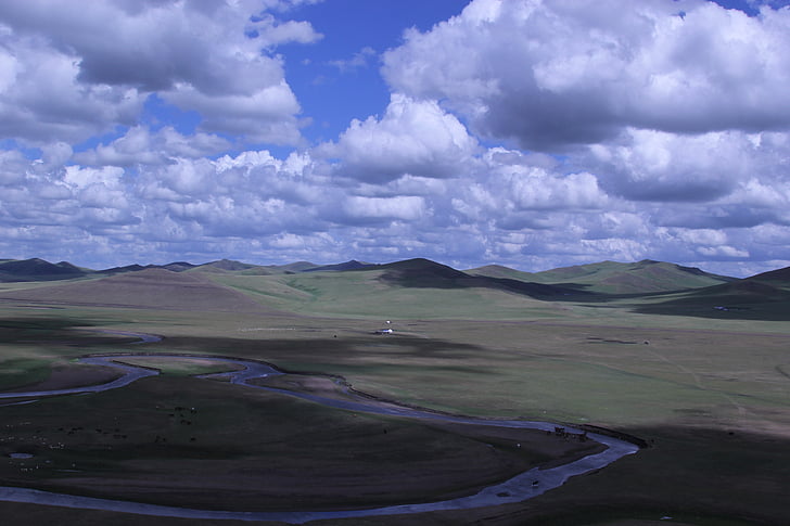 mongolia interna, Prairie, cielo blu