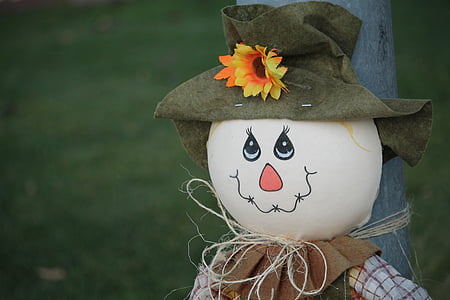 scarecrow, fall, autumn, harvest, decoration, seasonal, cheerful