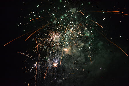 feux d’artifice, nouvel an chinois, célébration, coloré, lumière, nuit, pyrotechnie
