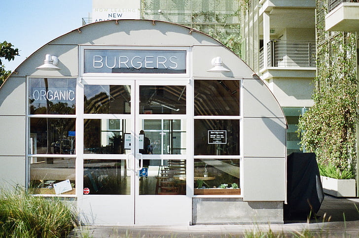 lukket, Burger, økologisk, hus, Restaurant, burgere, Windows