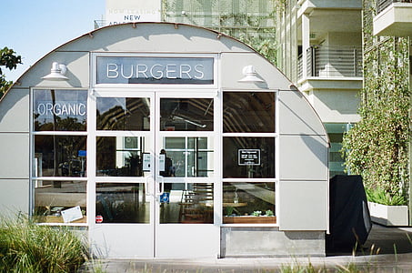 stängt, Burger, ekologisk, hus, restaurang, hamburgare, Windows
