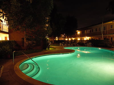 pool, night swim, swimming, water, swimming pool, residential