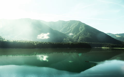 туман, озеро, пейзаж, туман, Гора, Природа, на открытом воздухе