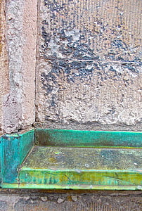 homlokzat, szerkezete, zöld, régi, fal - épületben
