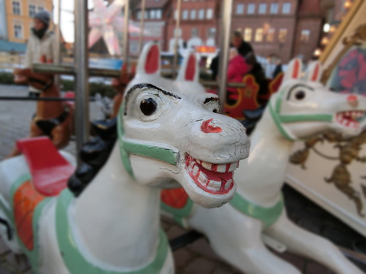horse, carousel, fair, stralsund