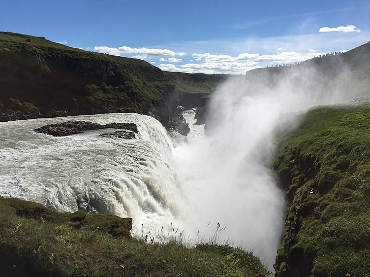 Исландия, gullfoss, остров, водопад, декори, движение, продължително излагане