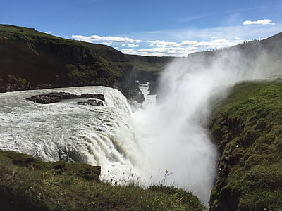 冰岛, gullfoss, 岛屿, 瀑布, 风光, 议案, 长时间曝光