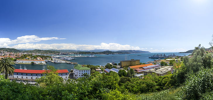 la spezia, italy, panorama, summer, view, wide angle, wide view