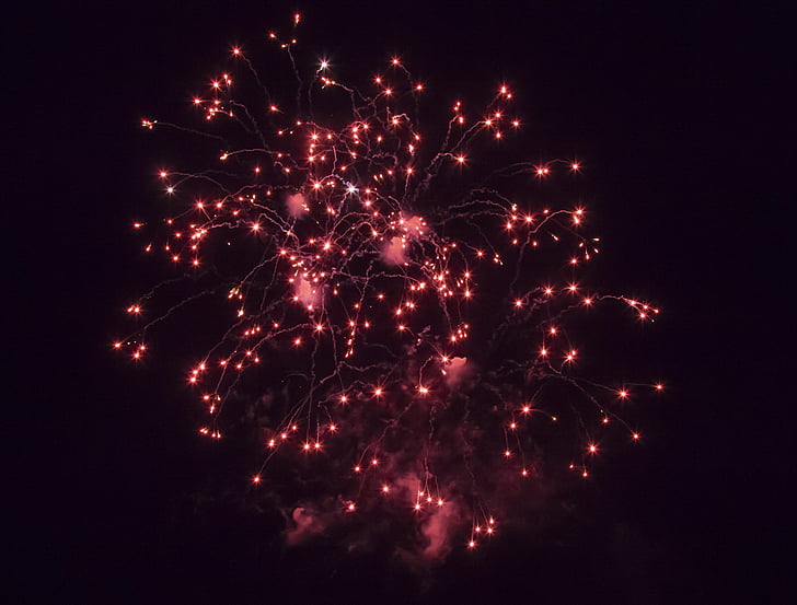 any nou, cap d'any 2017, focs artificials, feliç any nou, vermell, negre, nit
