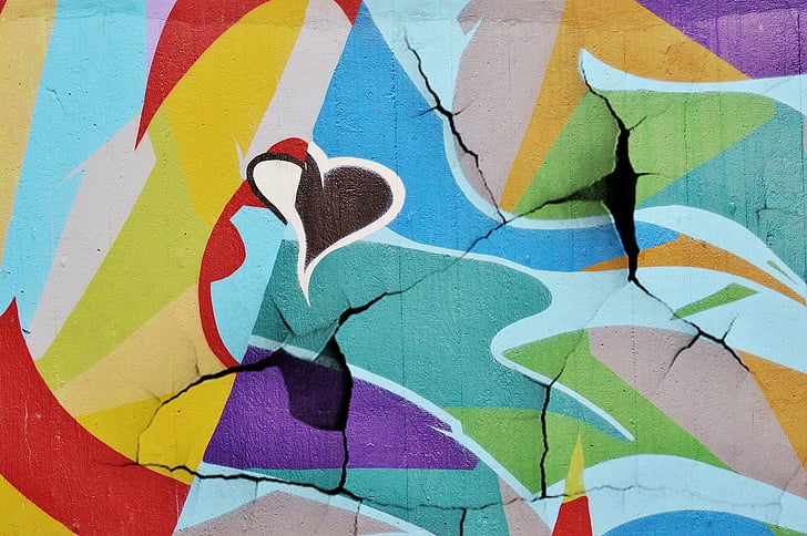 Graffiti, Wand, Risse, Street-art, Abbildung, Hintergründe, Muster