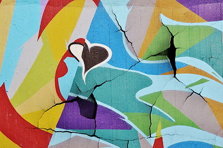 Graffiti, parete, crepe, arte di strada, illustrazione, Sfondi gratis, modello