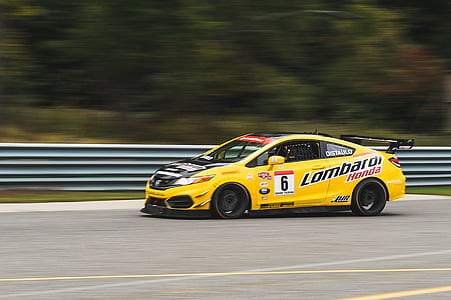 photo, yellow, race, car, track, road, speed