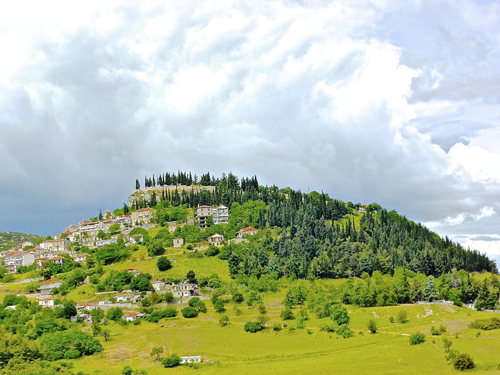 Grekland, byn, kulle, grön, Mountain, landskap, Hill