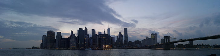 New york, Manhattan, NYC, panoramatické, New york skyline, Architektura, obloha