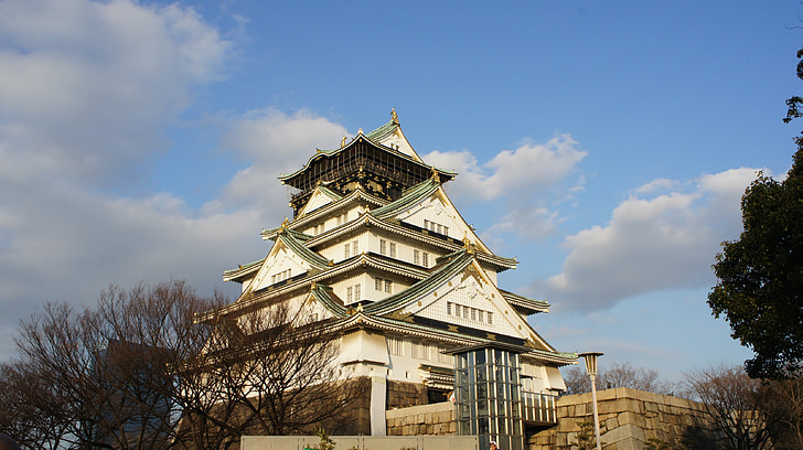 Japan, Osaka, slott, landmärke, Kansai, Asia, arkitektur