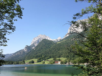 hintersee, ออสเตรีย, ramsau, ต้นไม้, ภูเขา, ทะเลสาบ, ธรรมชาติ