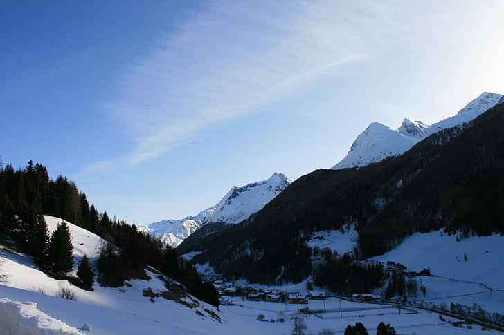 invierno, montañas, nieve, pista de esquí, paisaje, vacaciones, esquí de fondo