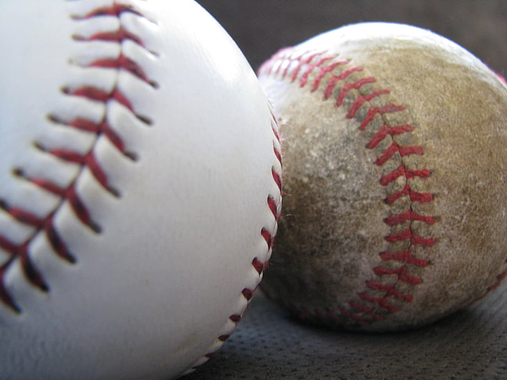 softball, Baseball, nové, staré, hovězí kůže, kůže, tým