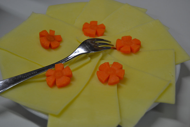 ost, käseplatte, Cheese-plate, frokost, gaffel