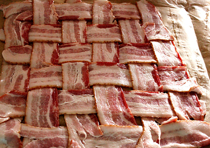 bacon, bacon strip, bacon cross hatch