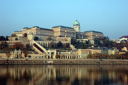 Budín, Budapešť, budova, hrad, město, kopule, Dunaj