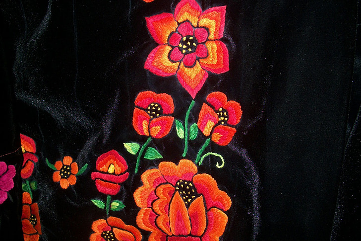 bunga, seni, kerajinan, artistik, merah, bunga, pola