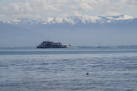 barcos de vela, Lago de Constanza, Alpine, panorama, paisaje, Lago, agua