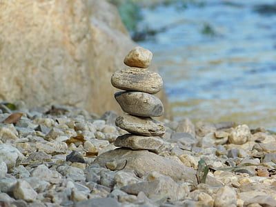 Rocks, stacken, floden, stenar, småsten, staplade-stenar
