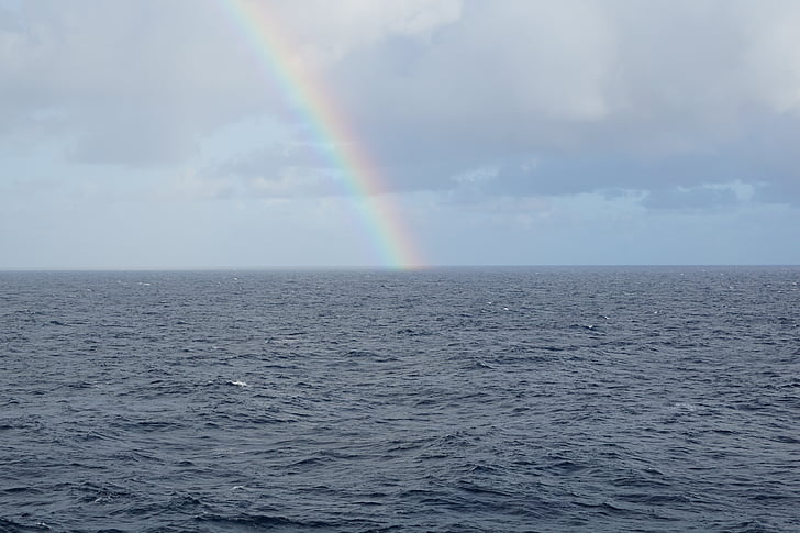 sea, ocean, rainbow, sky, water