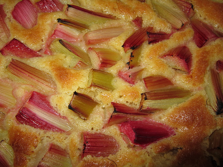 เค้ก rhubarb, ขนมอบ, หวาน, เปรี้ยว, เปรี้ยวหวาน, อบ, อร่อย