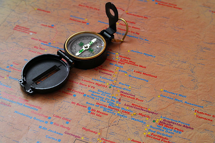 kompas, Mapa, Navigácia, Gold karty, smer, objav, prieskum
