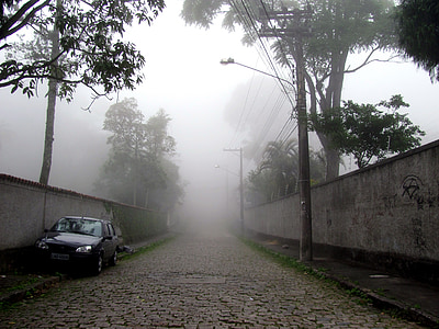 Petrópolis, mlha, horské městečko, ulice, Pile