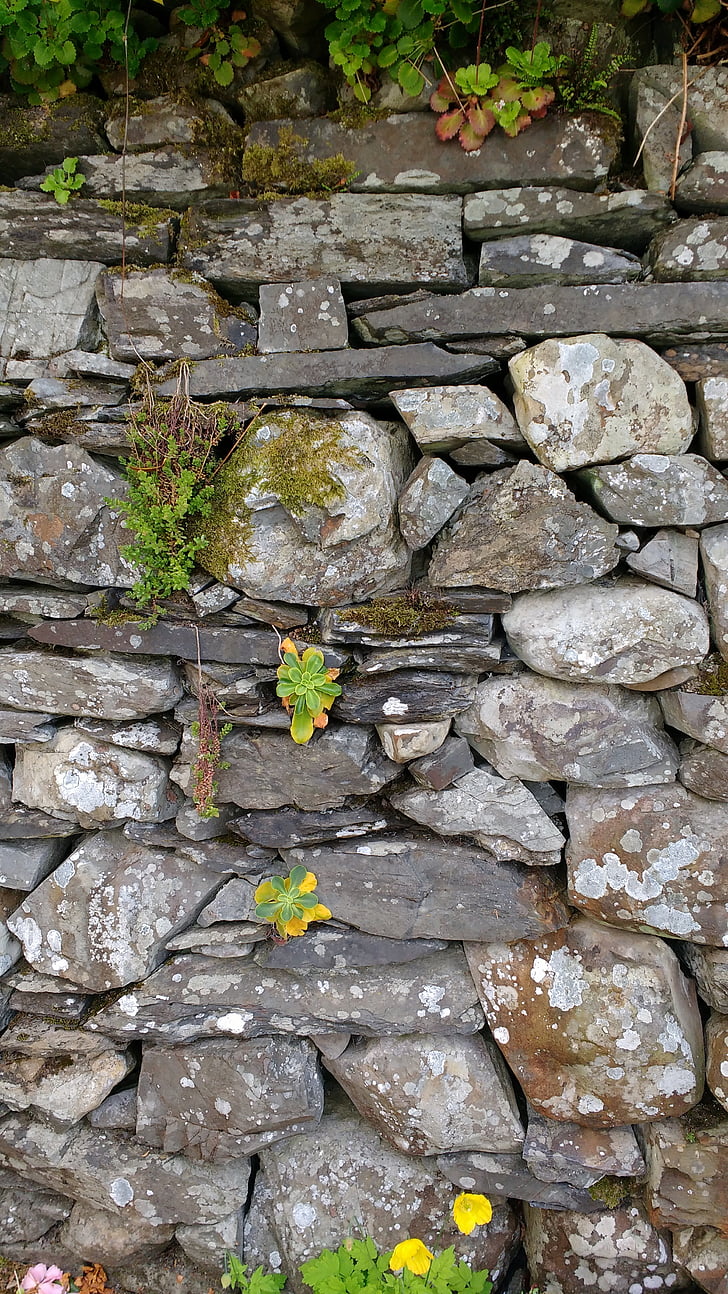 dinding, batu, dinding batu kering, dinding batu, tekstur, lama, pola