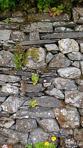 muur, steen, droge stenen muur, stenen muur, textuur, oude, patroon
