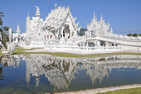 Церква, білий храм, Wat Ронг khun, Провінція Чіанг Рай, білий, Буддійські, Релігія