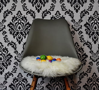 Wielkanoc nest, jajko, Wielkanoc, kolorowe jajka, krzesło, nowoczesne, barwione jaja wielkanocne