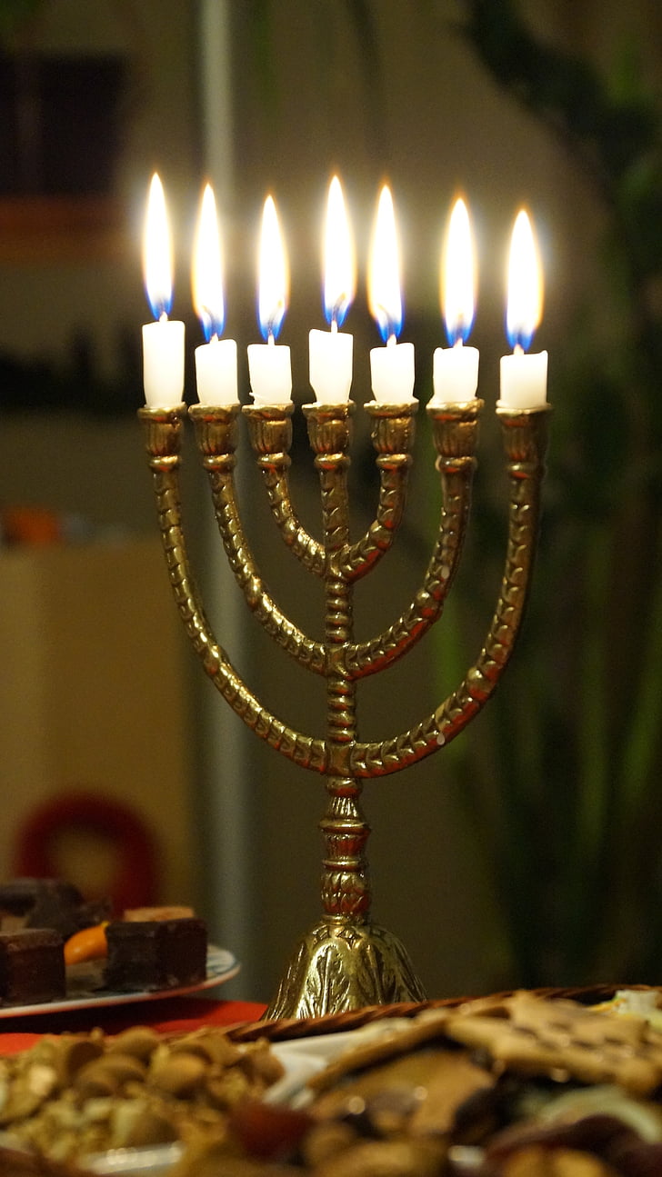 menorà, espelmes, llum, crema, religiosos, Bíblia, lampstand hebreu