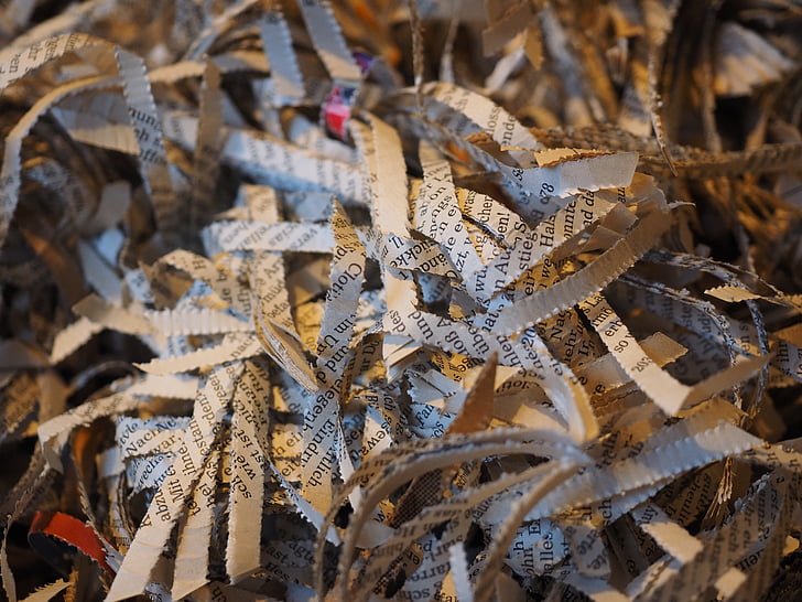 shredder, crushed, paper, flakes, paper strip, shredded, shredding