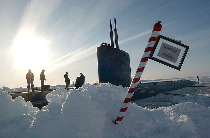 submarino, Marina de guerra, militar, casquillo de hielo, Polo Norte, superficie, roto