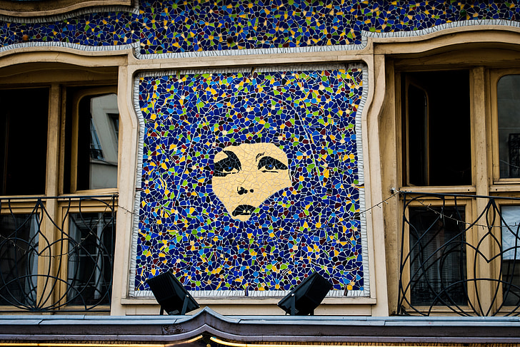 Paris, mosaïques, Windows, art, architecture, fenêtre de, maison