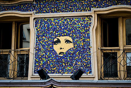 Paříž, mozaiky, systém Windows, umění, Architektura, okno, dům