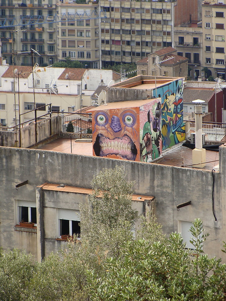 edifici, urbà, ciutat, graffiti, paisatge urbà, arquitectura, art urbà