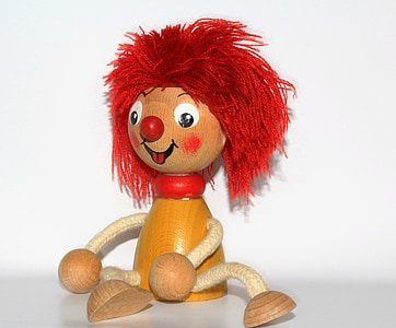 pumuckl, figura, joguines, nens, valent, holzfigur, cabell vermell