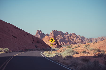 australia, curve, desert, dry, red, road, rocks