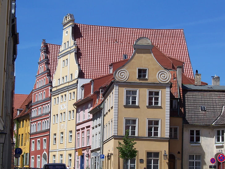 gabled houses, hanseatic city, city, homes, building, architecture, downtown